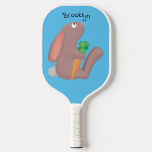 Palas De Pickleball Conejo lindo con personalizado de zanahoria sentad