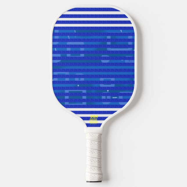 Palas De Pickleball Cool Blue White Geometric Stripes (Anverso)