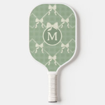 Coquette Bows Gingham Monogram Cream Sage Green 
