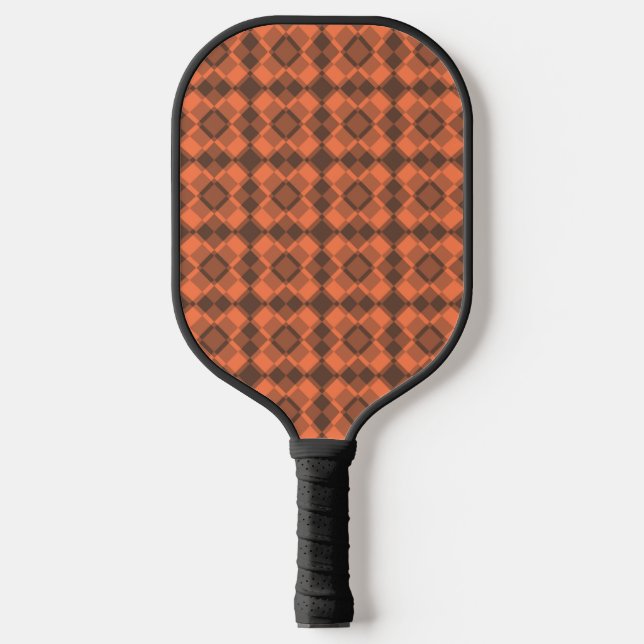 Palas De Pickleball Coral Brown Checker Argyle Pattern (Anverso)