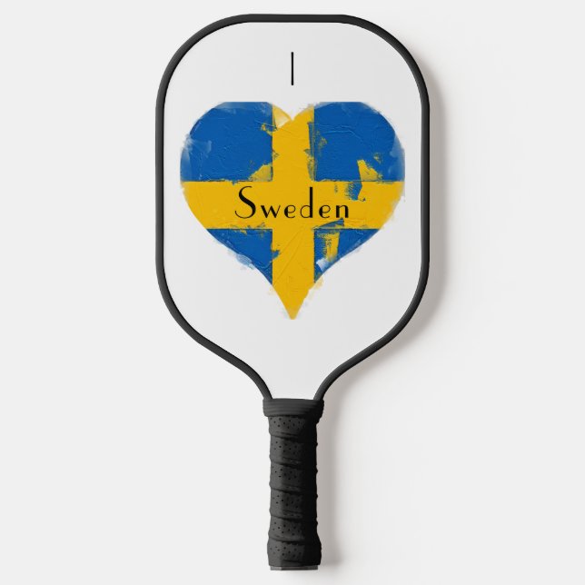 Palas De Pickleball Corazón Bandera sueca de Suecia (Anverso)