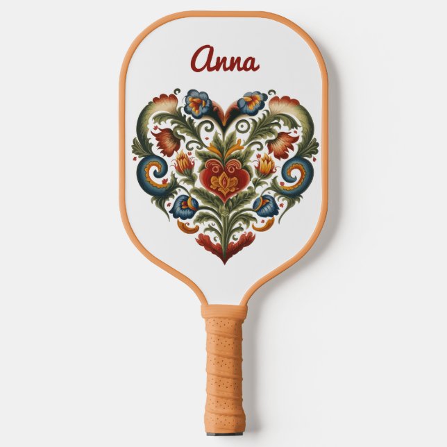 Palas De Pickleball Corazón de arte popular rosante noruego personaliz (Anverso)