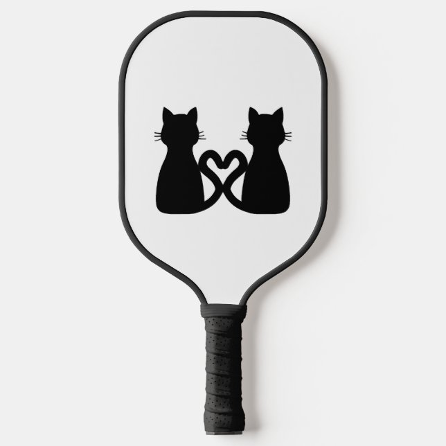 Palas De Pickleball corazón de gatos negro (Anverso)