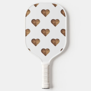 Palas De Pickleball Corazones de madera marrón rústica simétricos gran