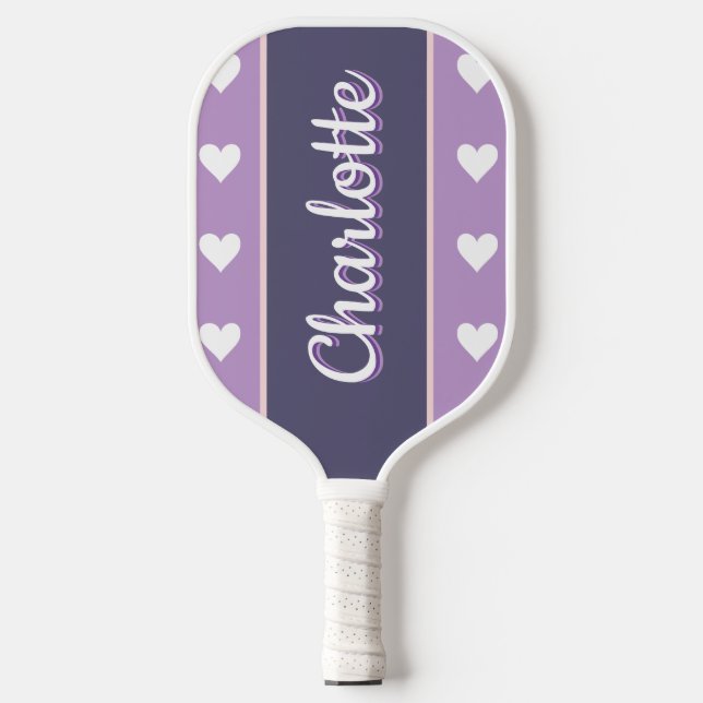 Palas De Pickleball Corazones Lilac Púrpura Personalizados (Anverso)