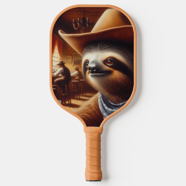 Palas De Pickleball Cowboy Sloth en Saloon (Anverso)