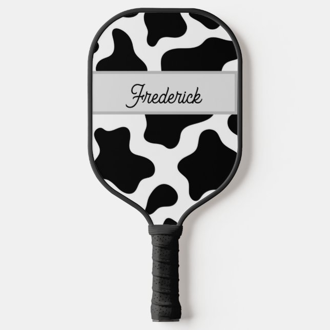 Palas De Pickleball Cowhyde de Personalizable negro y blanco falso (Anverso)