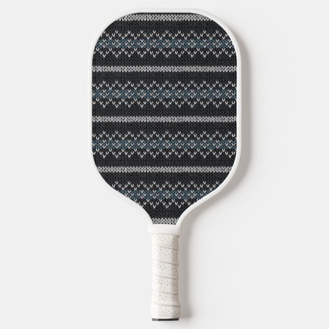 Palas De Pickleball Cozy Knitted Pattern Black and Gray  (Anverso)
