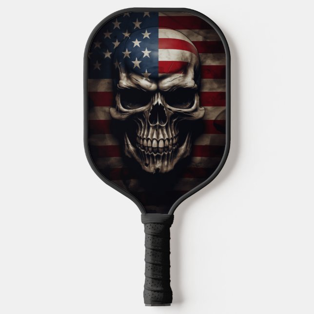 Palas De Pickleball Cráneo de Bandera Americana (Anverso)