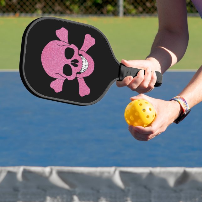 Palas De Pickleball Cráneo Purpurina Rosa Y Hueso Cruzado (in situ)