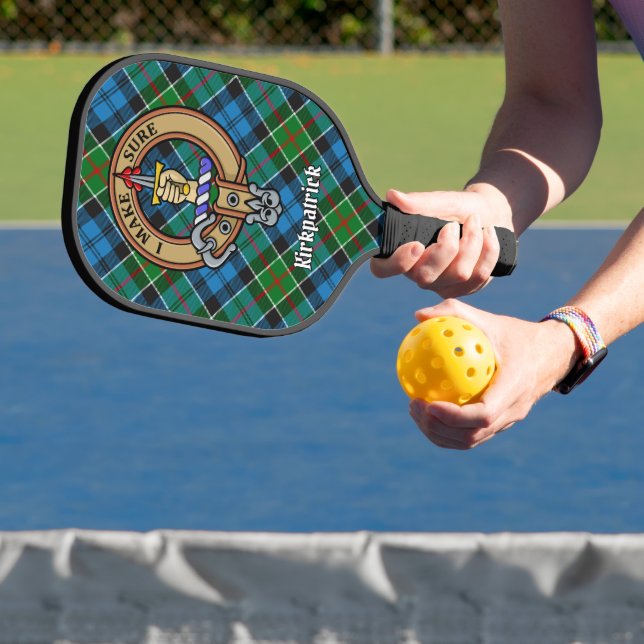 Palas De Pickleball Crest de Clan Kirkpatrick sobre tartán (in situ)