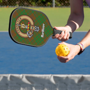 Palas De Pickleball Crest de Clan MacAlister sobre Tartán Hunting Glen