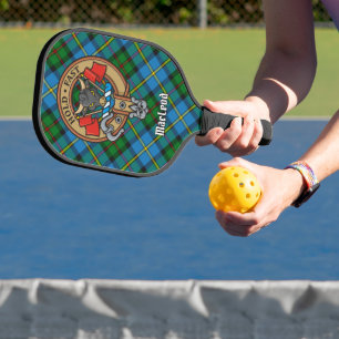 Palas De Pickleball Crest de Clan MacLeod sobre llavero de tartán