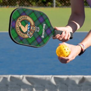Palas De Pickleball Crest del Clan Armstrong sobre llavero de tartán