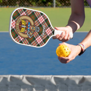 Palas De Pickleball Crest del clan Carnegie sobre tartán de gala