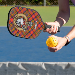 Palas De Pickleball Crest del clan Hepburn sobre tartán