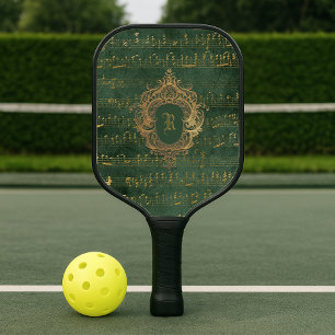 Palas De Pickleball Cresta de monograma vintage partitura de música ve