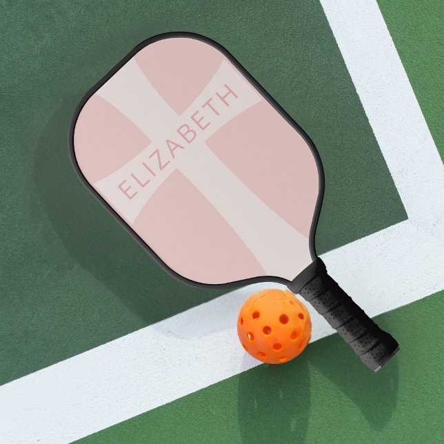 Palas De Pickleball Cruz cristiana moderna Nombre personalizado Rubor  (Personalize with your name, monogram, or a scripture reference.)