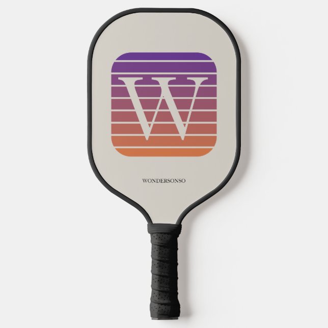 Palas De Pickleball Cuadrado de monograma ombre personalizado (Anverso)