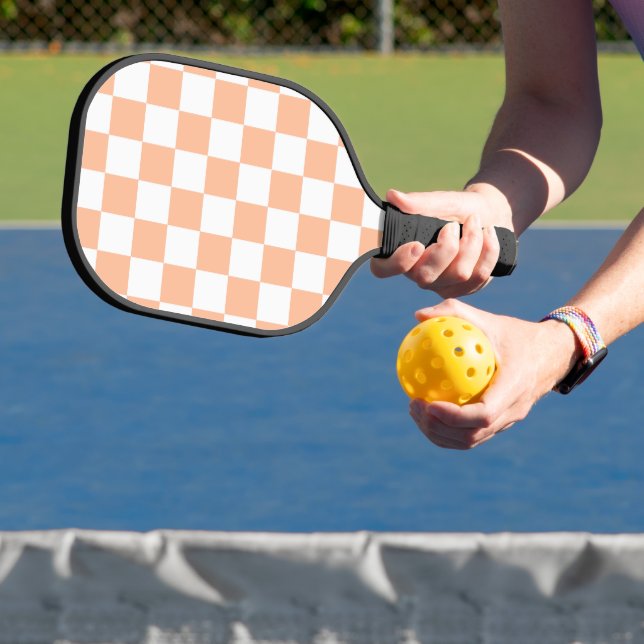 Palas De Pickleball Cuadrados de cuadros de melocotón naranja geométri (in situ)