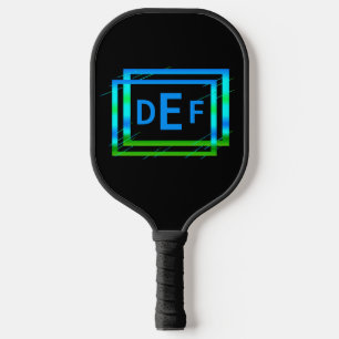 Palas De Pickleball Cualquier 3 Letra monográfica inicial Geométrica v