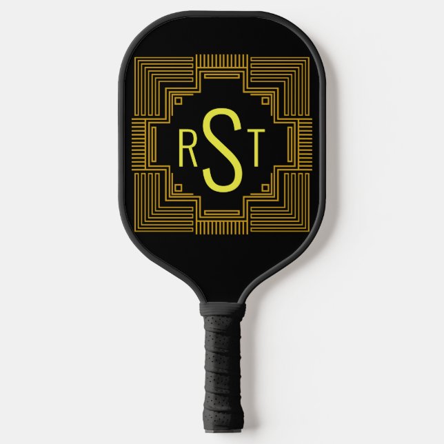 Palas De Pickleball Cualquier 3 Letra monográfica inicial Líneas geomé (Anverso)