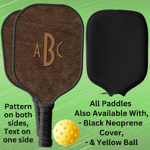 Palas De Pickleball Cualquier aspecto de cuero marrón monograma de 1 o