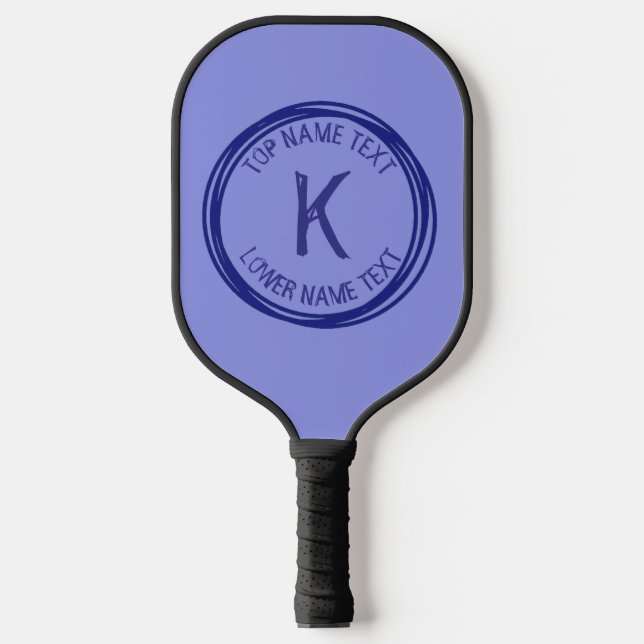 Palas De Pickleball Cualquier Círculo azul inicial, de nombre o de tex (Anverso)