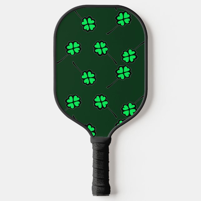 Palas De Pickleball Cuatro clavos de hoja sobre verde oscuro (Anverso)