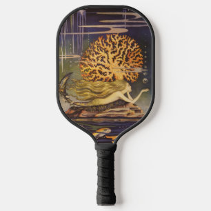 Palas De Pickleball Cuento de Hadas Vintage, Sirena en Coral Oceánico