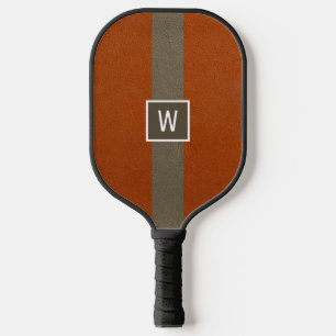 Palas De Pickleball Cuero Naranja Falso Monograma Moderno