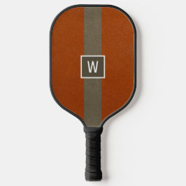 Palas De Pickleball Cuero Naranja Falso Monograma Moderno