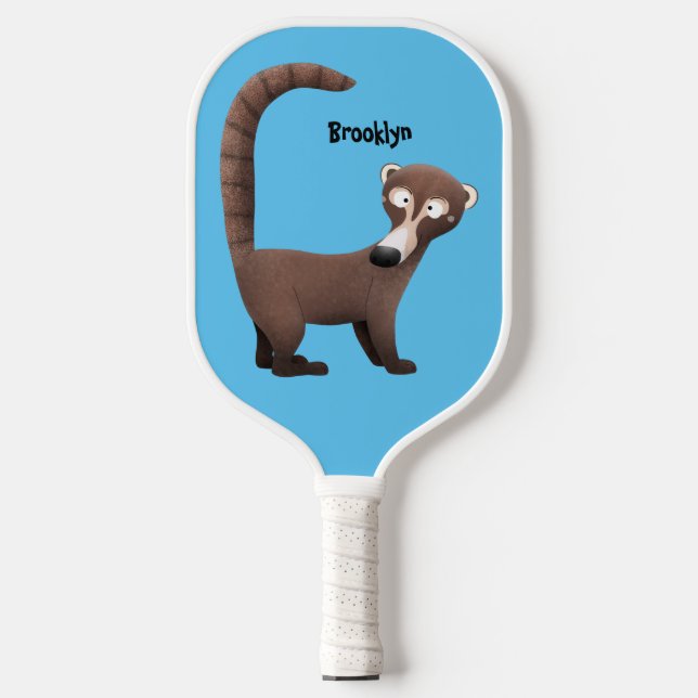 Palas De Pickleball Curioso ilustracion personalizado de coatimundi (Anverso)
