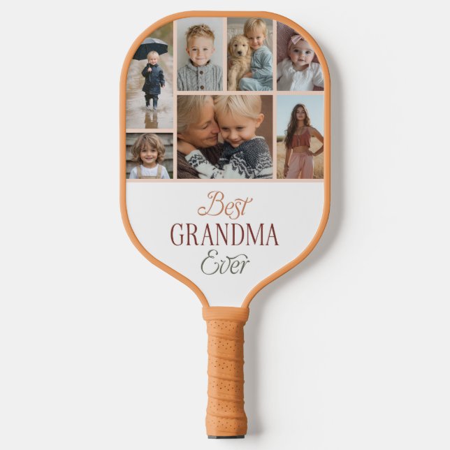 Palas De Pickleball Custom 7 Photo Collage Best Grandma Ever (Anverso)