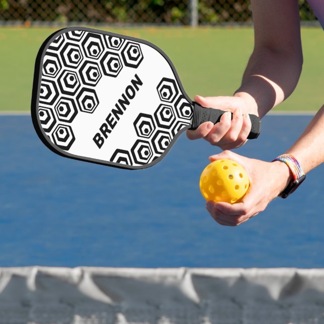 Palas De Pickleball Custom Cool Hexagon Polygon Art Style Pattern (in situ)
