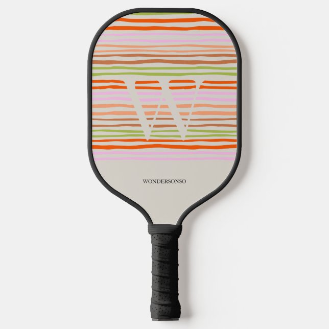 Palas De Pickleball Custom Name Sunset Pastel Monogram (Anverso)