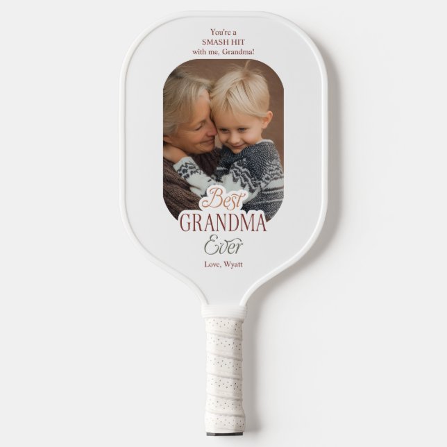 Palas De Pickleball Custom Text and Photo Best Grandma Ever (Anverso)