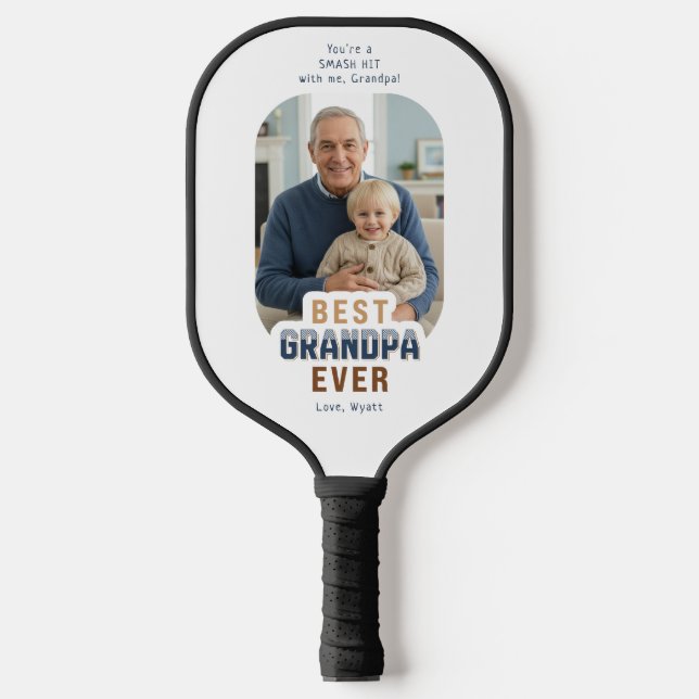 Palas De Pickleball Custom Text and Photo Best Grandpa Ever (Anverso)