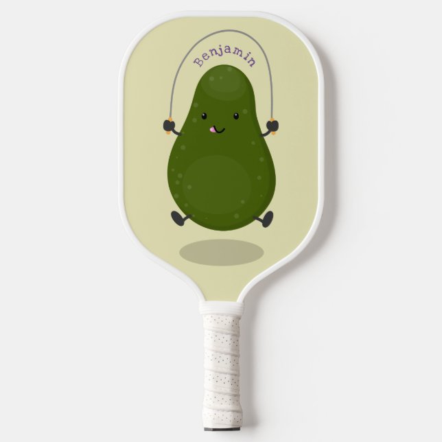 Palas De Pickleball Cute aguacate salto cuerda personalizado ilustraci (Anverso)
