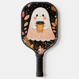 Palas De Pickleball Cute Autumn Ghost with Pumpkin Coffee – Cozy Fall