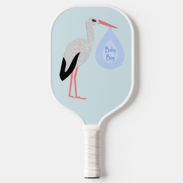 Palas De Pickleball Cute Blue Baby Boy Stork (Anverso)