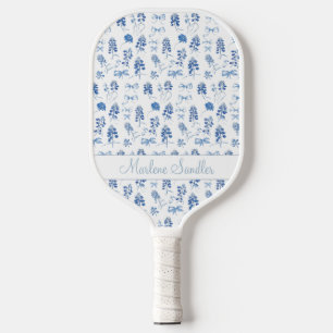 Palas De Pickleball Cute Blue Bows Bluebonnets Flores Damas Coquette