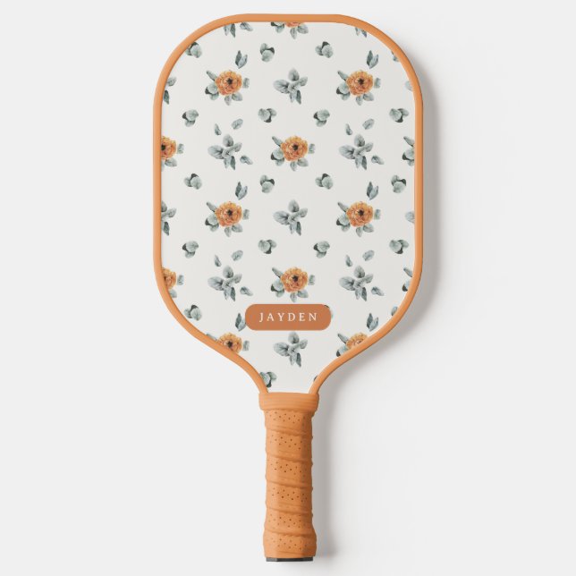 Palas De Pickleball Cute Boho Terracotta Floral Greeneration Nombre pe (Anverso)