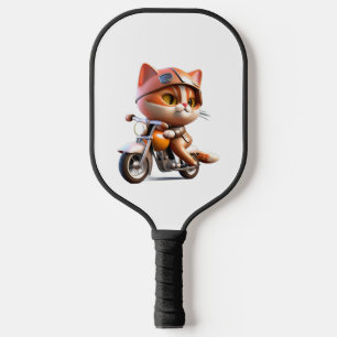 Palas De Pickleball CUTE CAT montando una camiseta clásica en motocicl