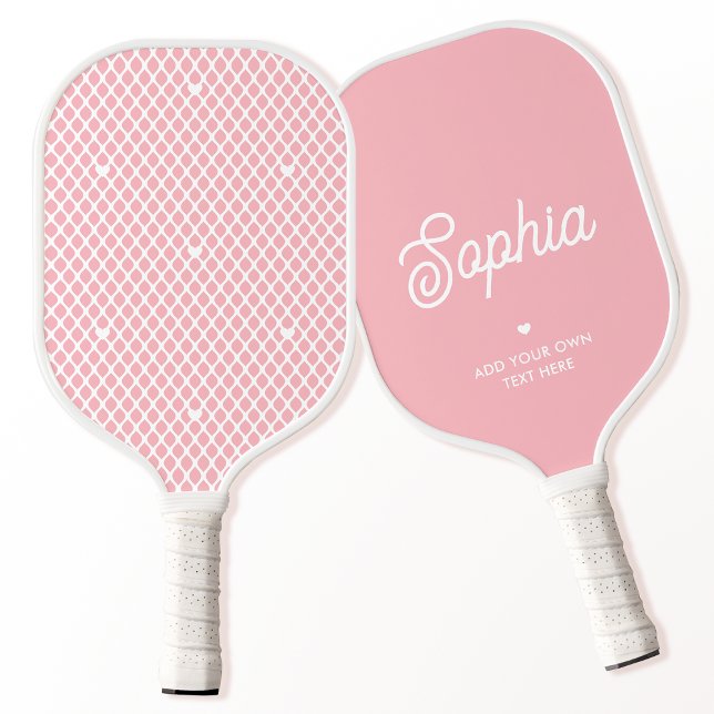 Palas De Pickleball Cute Custom Name Pretty Pink Modern Mesh Net (Subido por el creador)
