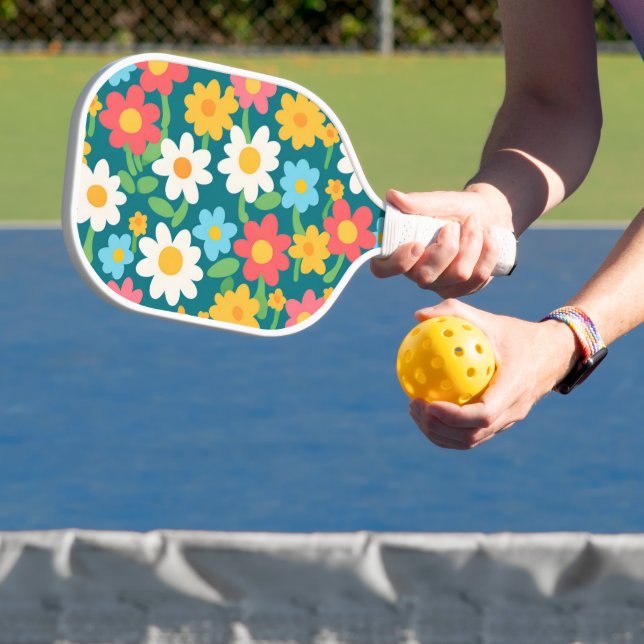 Palas De Pickleball Cute Daisy Flower Escuela de patrón botánico (in situ)