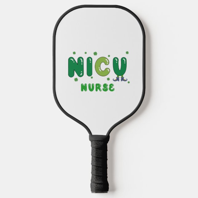 Palas De Pickleball Cute enfermera de NICU diseño de St. Patrick (Anverso)