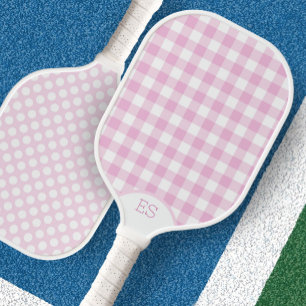 Palas De Pickleball Cute gingham puntos paleta de pickleball rosa prep