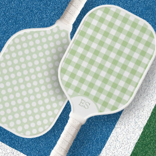 Palas De Pickleball Cute gingham puntos paleta de pickleball verde pre