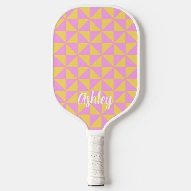 Palas De Pickleball cute orange pink retro geometric design (Anverso)